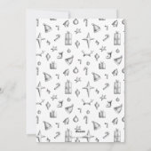 Minimale zwarte en witte sneeuwman met vogel feestdagenkaart (Achterkant)