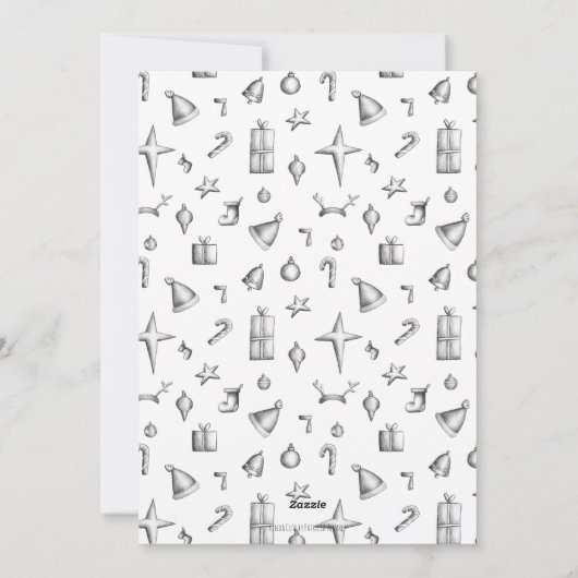 Minimale zwarte en witte sneeuwman met vogel feestdagenkaart (Achterkant)