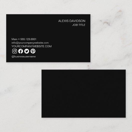 Minimale zwarte en witte sociale handgrepen zonder visitekaartje (Voorkant / Achterkant)