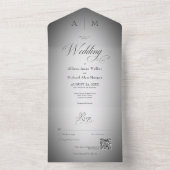 Minimale zwarte en witte standaard moderne QR-code All In One Uitnodiging (Binnen)