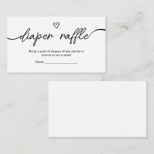 Minimale zwarte en witte taperaffle informatiekaartje (Voorkant / Achterkant)