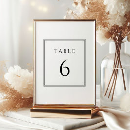 Minimale zwarte en witte trouwtafel nummers kaart