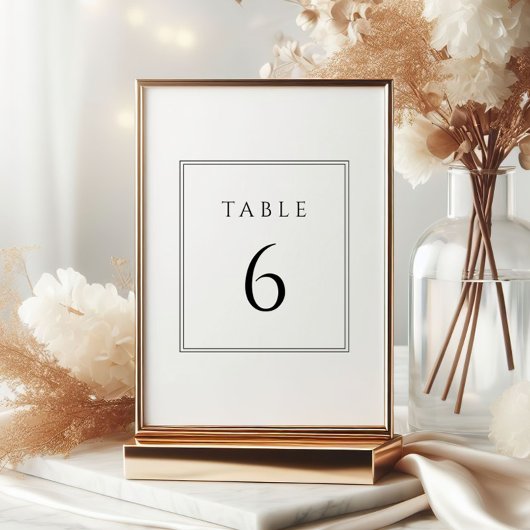 Minimale zwarte en witte trouwtafel nummers kaart