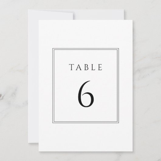 Minimale zwarte en witte trouwtafel nummers kaart (Voorkant)