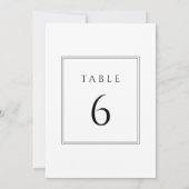 Minimale zwarte en witte trouwtafel nummers kaart (Achterkant)
