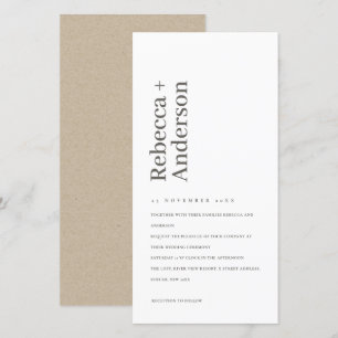 MINIMALE ZWARTE EN WITTE TYPOGRAFIE TROUWKAART BEDANKKAART