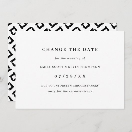 Minimale zwarte en witte verandering de Datum Aankondiging (Voorkant / Achterkant)