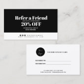 Minimale zwarte en witte verwijzingskaart aanbevelingskaartje (Voorkant / Achterkant)