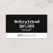 Minimale zwarte en witte verwijzingskaart aanbevelingskaartje (Voorkant)