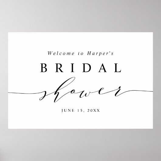 Minimale zwarte en witte welkomstkaart voor bruids poster (Voorkant)