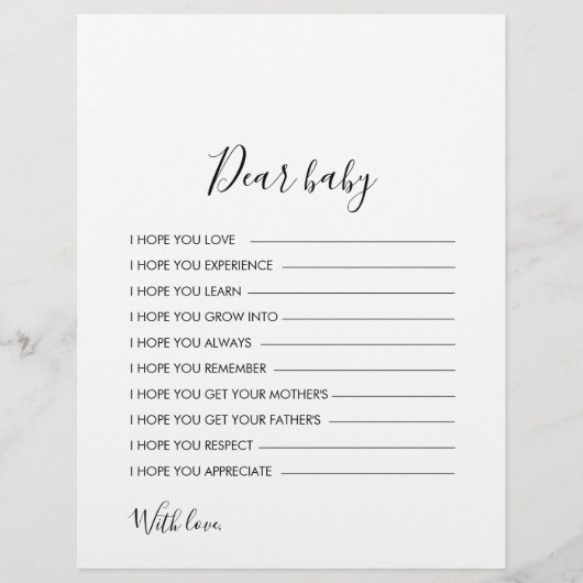 Minimale zwarte en witte wensen voor Baby (Voorkant)