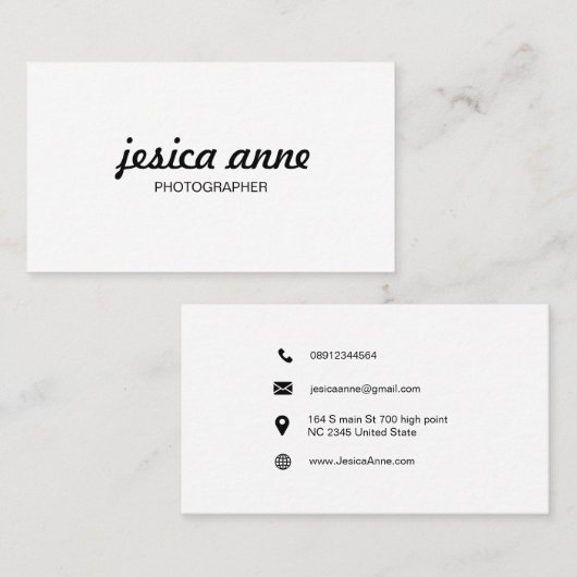 Minimale zwarte en witte zakelijke kaart visitekaartje (Voorkant / Achterkant)