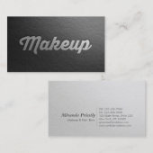 Minimale zwarte en zilveren ingegraveerde tekstvor visitekaartje (Voorkant / Achterkant)