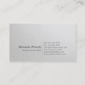 Minimale zwarte en zilveren ingegraveerde tekstvor visitekaartje (Achterkant)