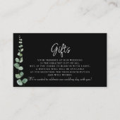 Minimale zwarte Eucalyptus-Huwelijkscadeaus Informatiekaartje (Voorkant)