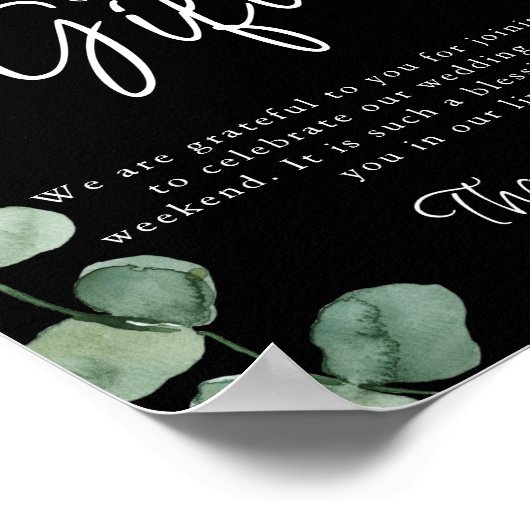 Minimale zwarte Eucalyptus-Kaarten en -cadeaus Poster (Hoek)