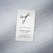 Minimale zwarte Faux Silver Scissor Hair Stylist Visitekaartje Magneet (Voorbeeld)