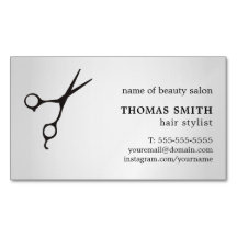 Minimale zwarte Faux Silver Scissor Hair Stylist