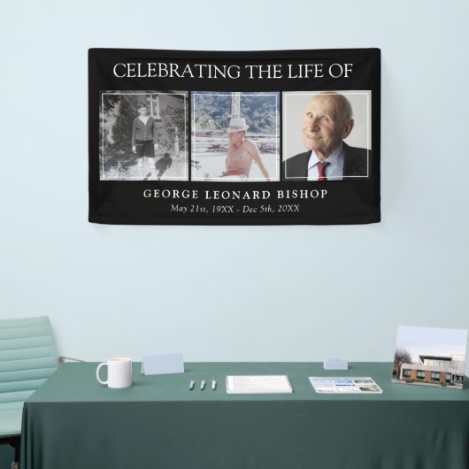 Minimale zwarte feestdag van het leven 3 Foto's Fu Spandoek (Beurs)