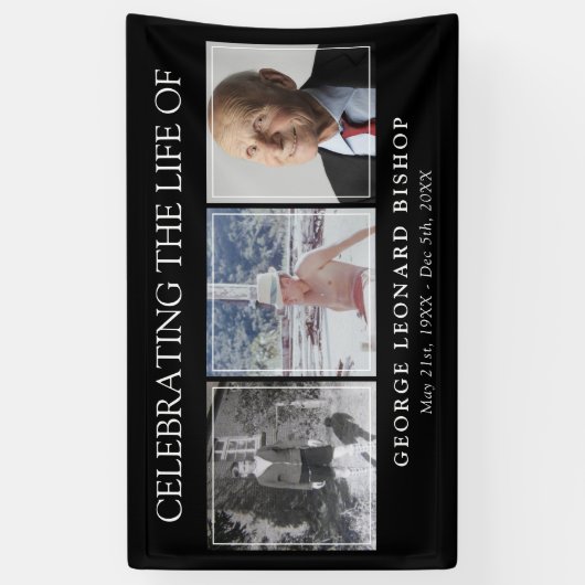 Minimale zwarte feestdag van het leven 3 Foto's Fu Spandoek (Verticaal)