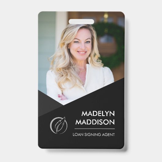 Minimale zwarte foto-inktsignaalsignaalkaart badge (Voorkant)