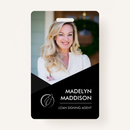 Minimale zwarte foto-inktsignaalsignaalkaart badge (Voorkant)