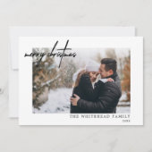 Minimale zwarte foto-kerstwit feestdagenkaart (Voorkant)