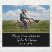 Minimale zwarte foto met Elegant Script Font Likeurfles Etiket (Enkel label)