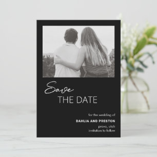 Minimale Zwarte Foto Moderne Trouwdag Save The Date