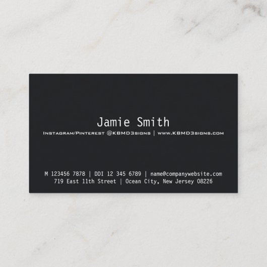 Minimale zwarte fotografie Aangepaste foto Visitekaartje (Achterkant)