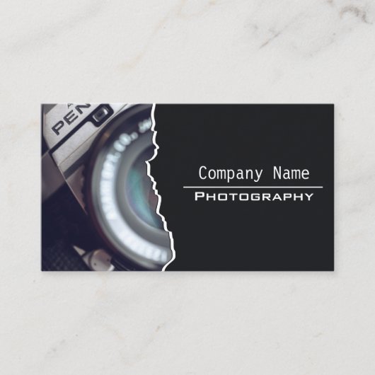 Minimale zwarte fotografie Aangepaste foto Visitekaartje (Voorkant)