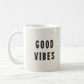 Minimale zwarte + gebroken witte, goede vibes Typo Koffiemok (Links)