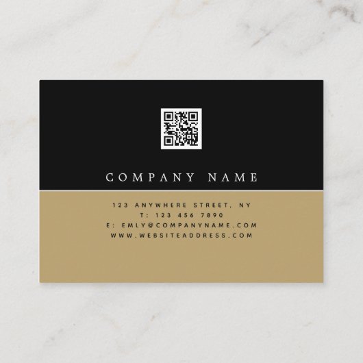 Minimale zwarte Gold QR-code Visitekaartje (Achterkant)