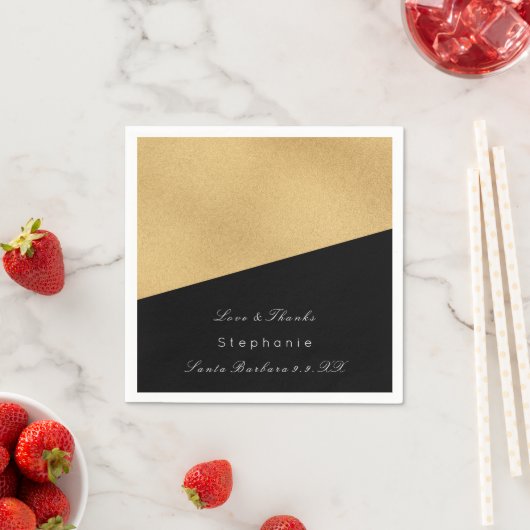 Minimale zwarte goudbridale bruidsbruidjes servetten (Insitu)