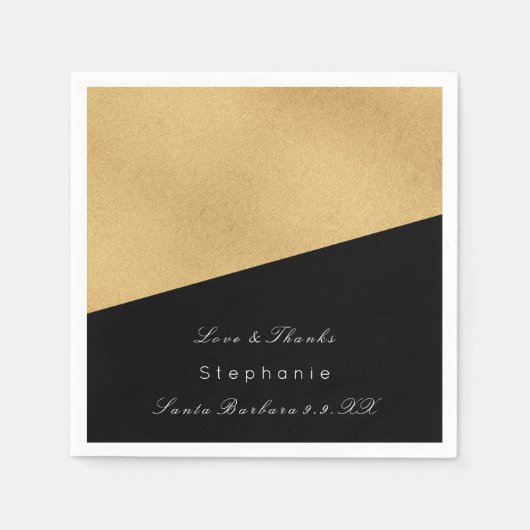 Minimale zwarte goudbridale bruidsbruidjes servetten (Voorkant)