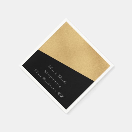 Minimale zwarte goudbridale bruidsbruidjes servetten (Hoek)