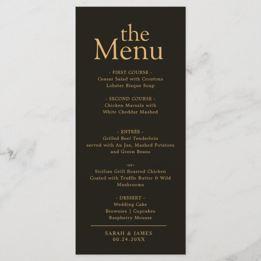 Minimale zwarte gouden Lijsten binnenste Menu (Voorkant)