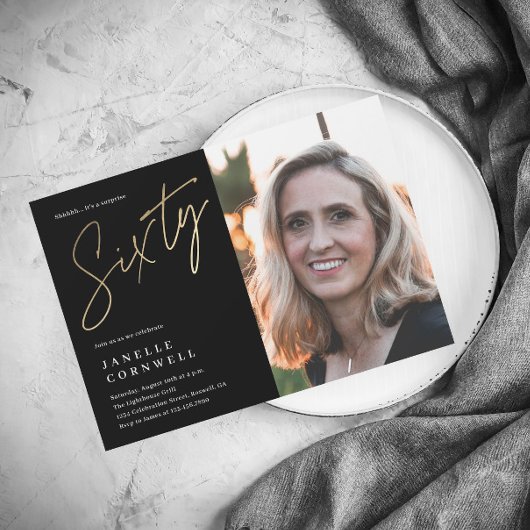 Minimale zwarte goudfoto van het Manuscript 60e ve Magnetische Uitnodiging