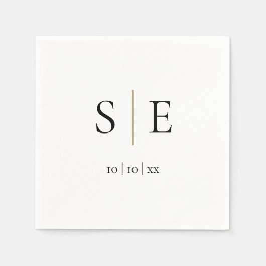 Minimale zwarte goudmonogram van Elegant Servet (Voorkant)