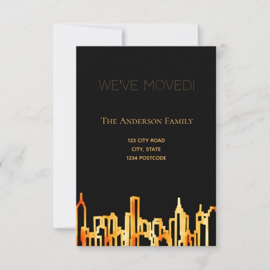 Minimale zwarte goudskyline die we verplaatst hebb aankondiging (Voorkant)