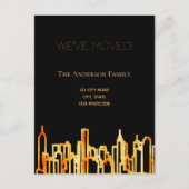 Minimale zwarte goudskyline die we verplaatst hebb aankondigingskaart (Voorkant)