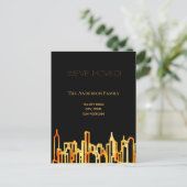 Minimale zwarte goudskyline die we verplaatst hebb aankondigingskaart (Staand voorkant)