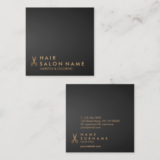 Minimale zwarte gradiënt voor schaarste vierkante visitekaartje (Voorkant / Achterkant)