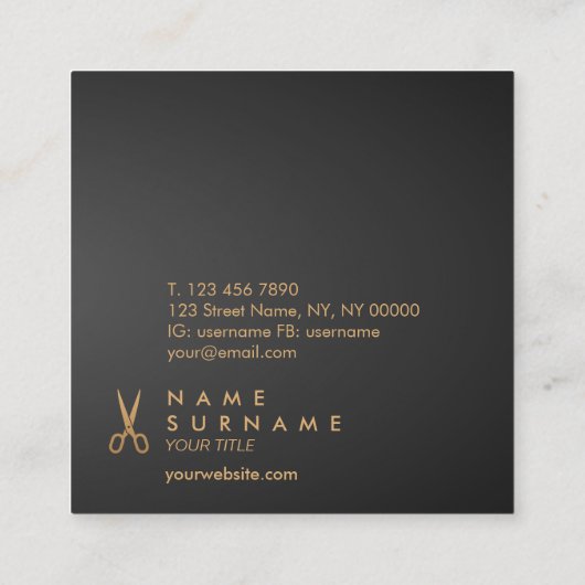 Minimale zwarte gradiënt voor schaarste vierkante visitekaartje (Achterkant)