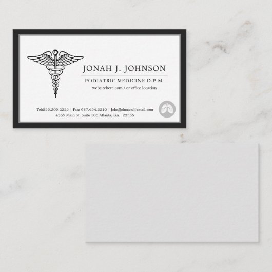 Minimale zwarte grens bij ademhalingstherapie visitekaartje (Voorkant / Achterkant)