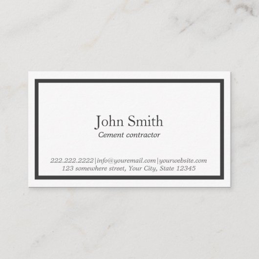 Minimale zwarte-grenscementcontracteur visitekaartje (Voorkant)