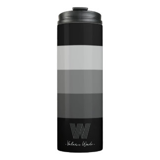 Minimale zwarte grijze billen monogram thermische thermosbeker