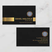 Minimale zwarte Grunge Gold Stripe Founder CEO Visitekaartje (Voorkant / Achterkant)