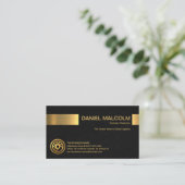 Minimale zwarte Grunge Gold Stripe Store Owner Visitekaartje (Staand voorkant)