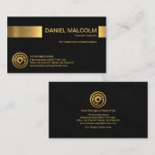 Minimale zwarte Grunge Gold Stripe Store Owner Visitekaartje (Voorkant / Achterkant)